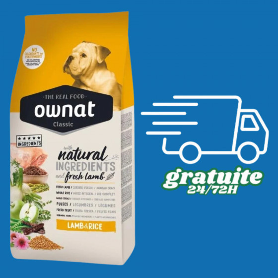 Ownat Adulte Classic Agneau et Riz - 12KG