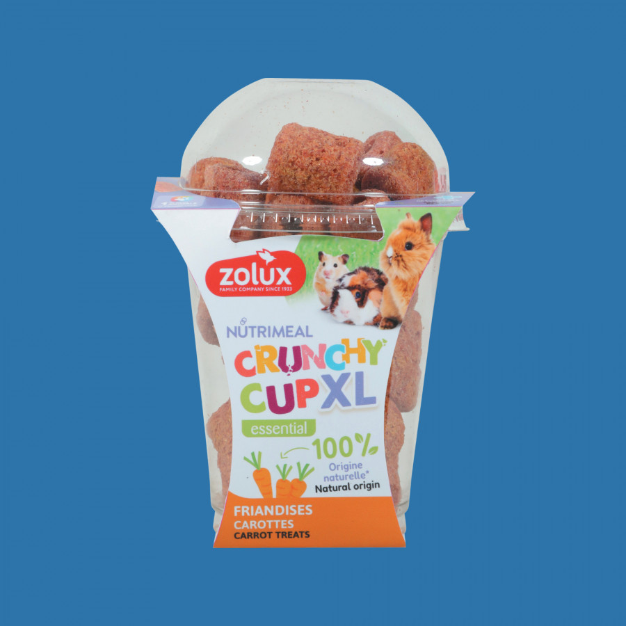 Friandises Nutrimeal Crunchy Cup XL à la carotte pour petits rongeurs Friandises Nutrimeal Crunchy Cup XL à la carotte pour petits rongeurs