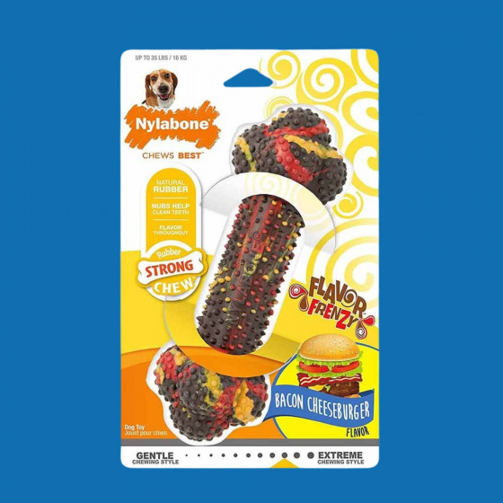 Nylabone Rubber Strong Chew os au cheeseburger au bacon M