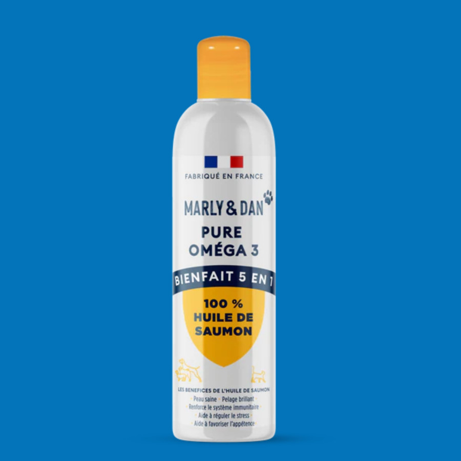 Huile de Saumon pour chien & chat 250ml - Marly et Dan Huile de Saumon pour chien & chat 250ml - Marly et Dan