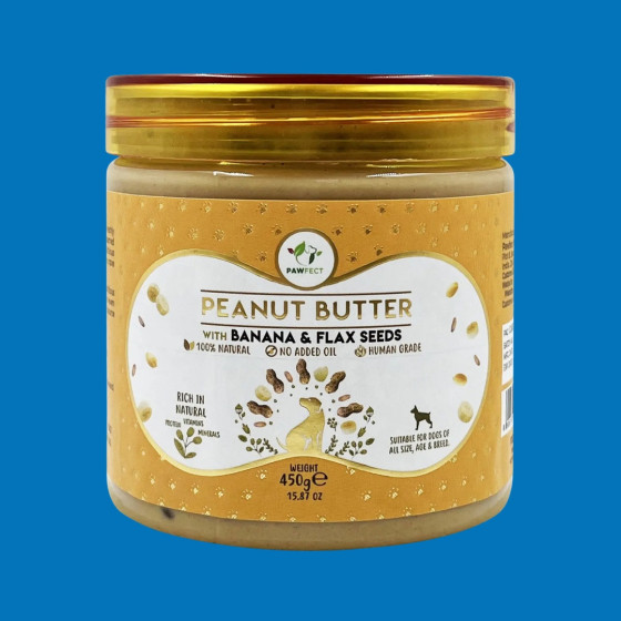 BEURRE DE CACAHUÈTE Pawfect à la banane et aux graines de lin 450 gr