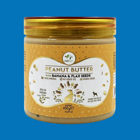 BEURRE DE CACAHUÈTE Pawfect à la banane et aux graines de lin 450 gr