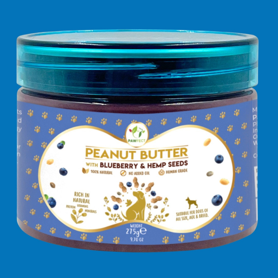 BEURRE DE CACAHUÈTE Pawfect aux myrtilles et aux graines de chanvre 275gr
