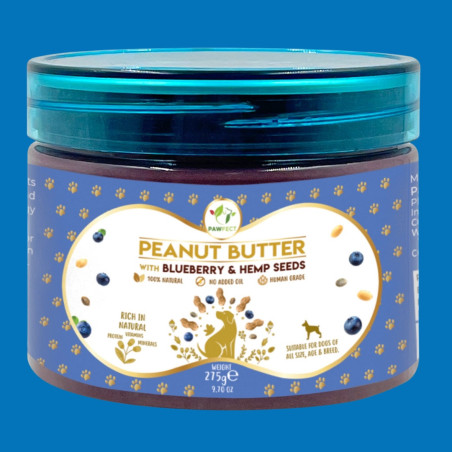 BEURRE DE CACAHUÈTE Pawfect aux myrtilles et aux graines de chanvre 275gr