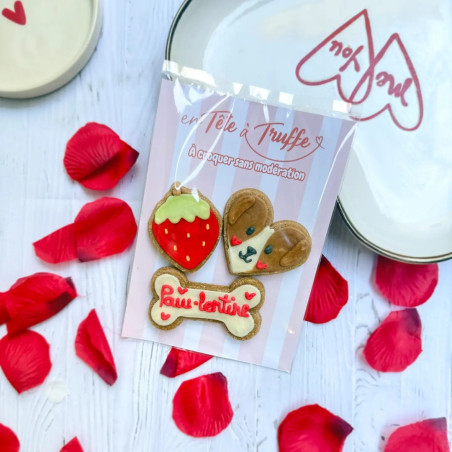 My Paw-lentine – Trio de biscuits chien Saint-Valentin