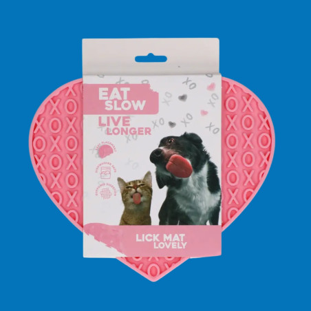 Tapis à lécher, joli cœur rose