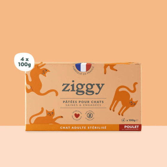 Ziggy Pâtée Chat Stérilisé Poulet, Tomates et Olives