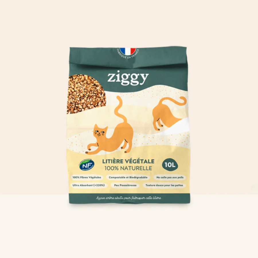 Ziggy Litière Végétale 100% Naturelle 10L